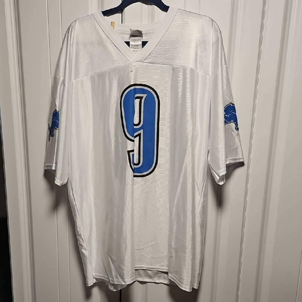 NFL Detroit Lions White and Blue Men's Jersey